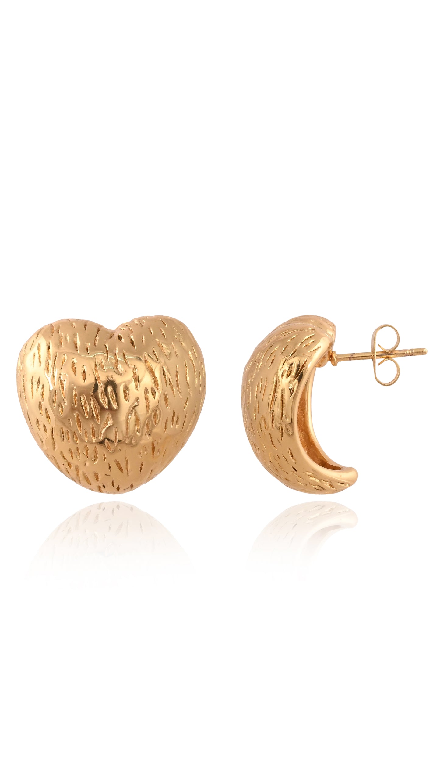 textured Heart Studs