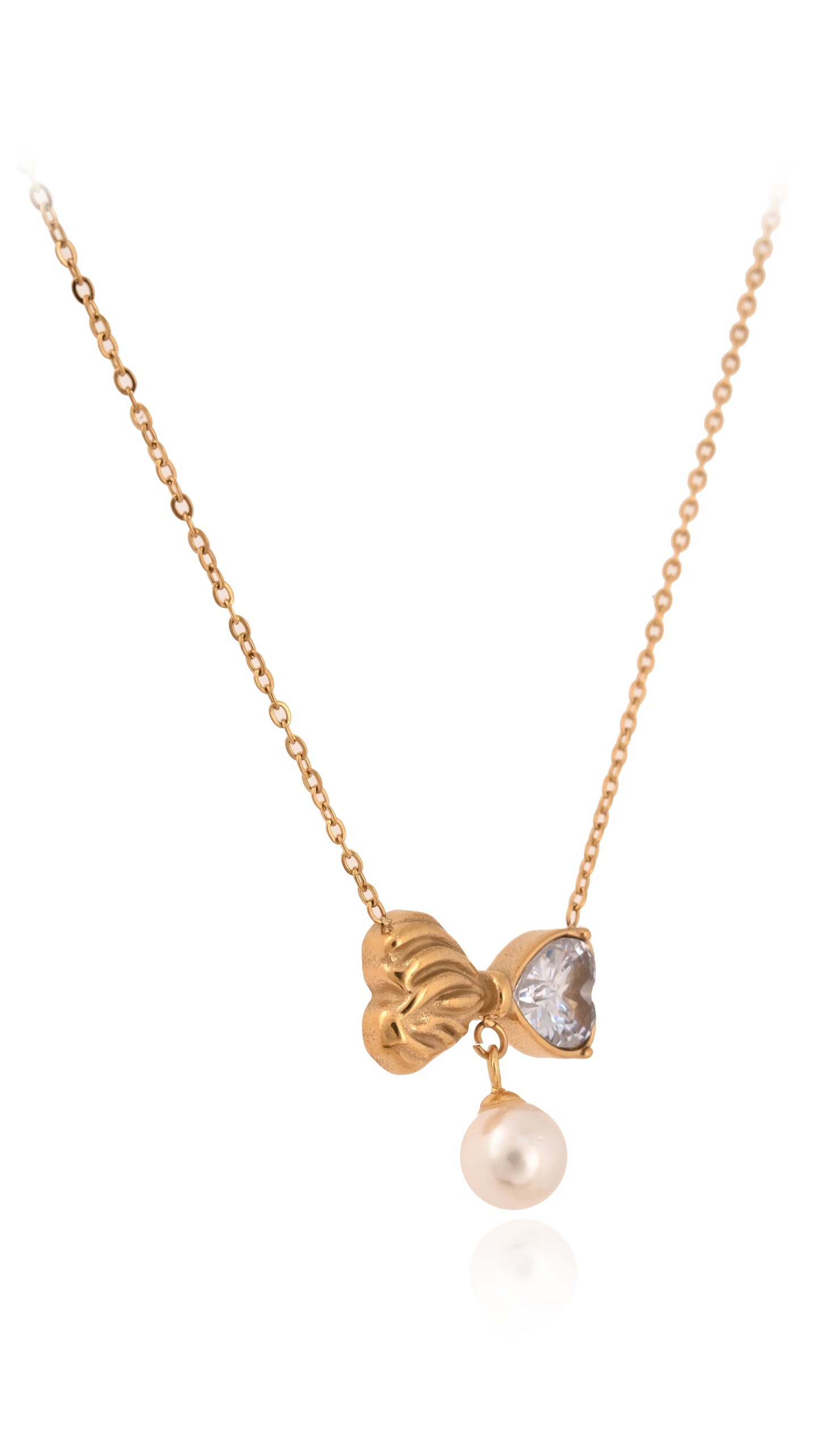 Pearl Bow Pendant With Chain