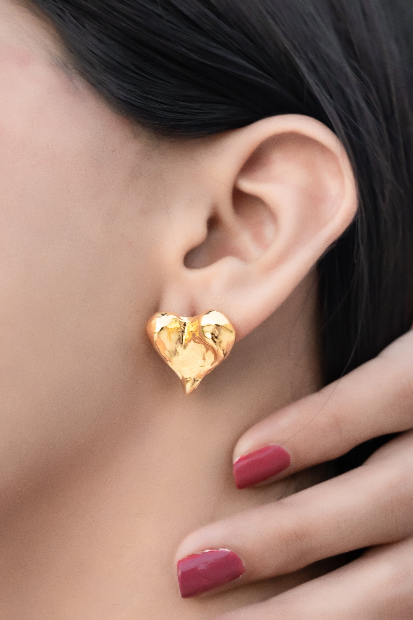 Molten Heart Stud Earrings
