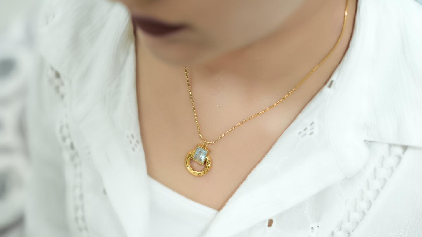 Crystal Crest Pendant with Snake Chain