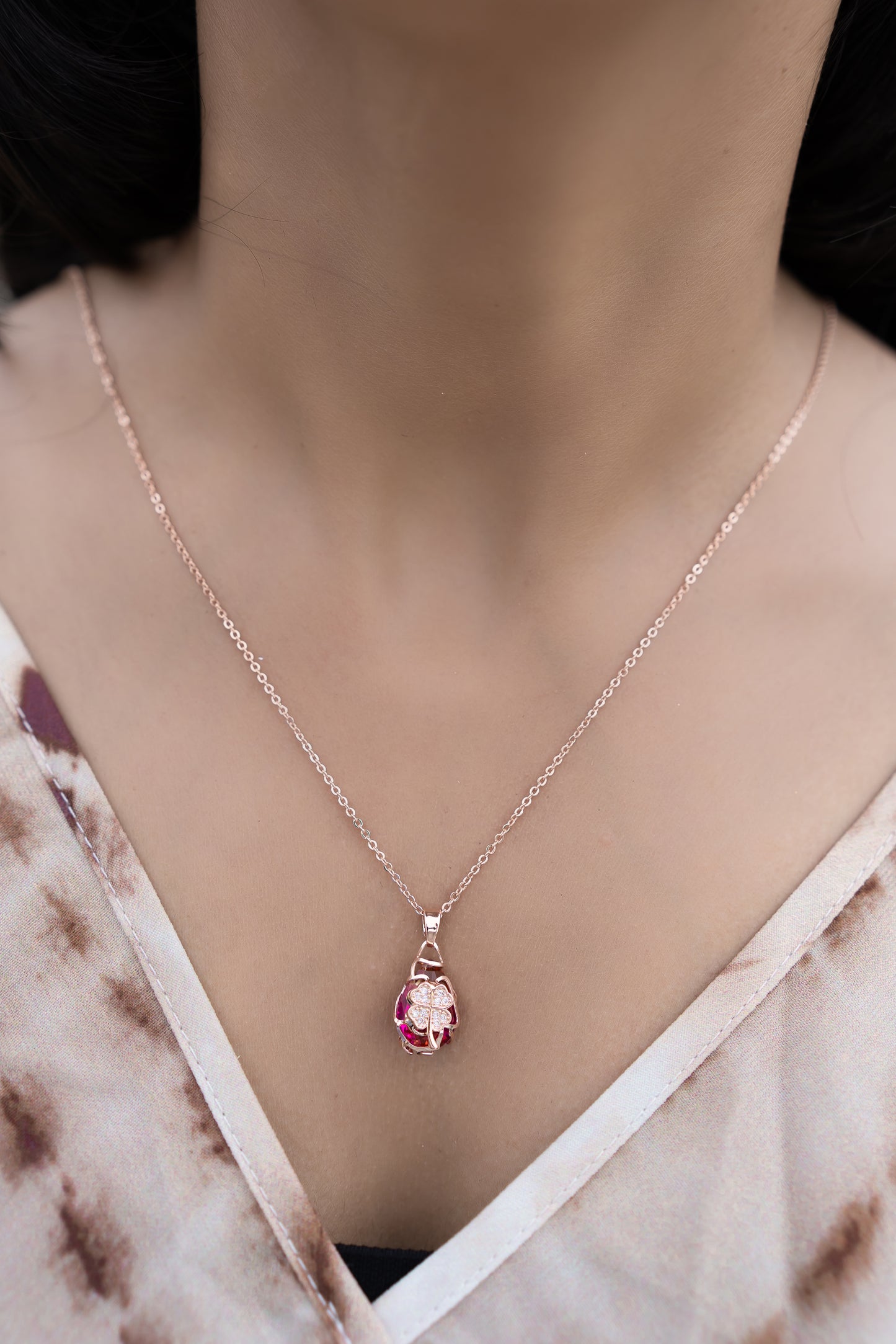 Twilight Bloom Pendant With Chain