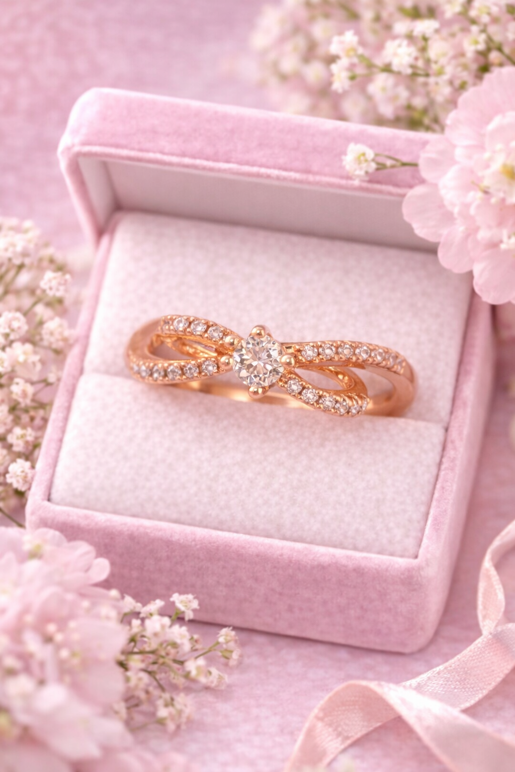 Luxe Charm Solitaire Bow Ring