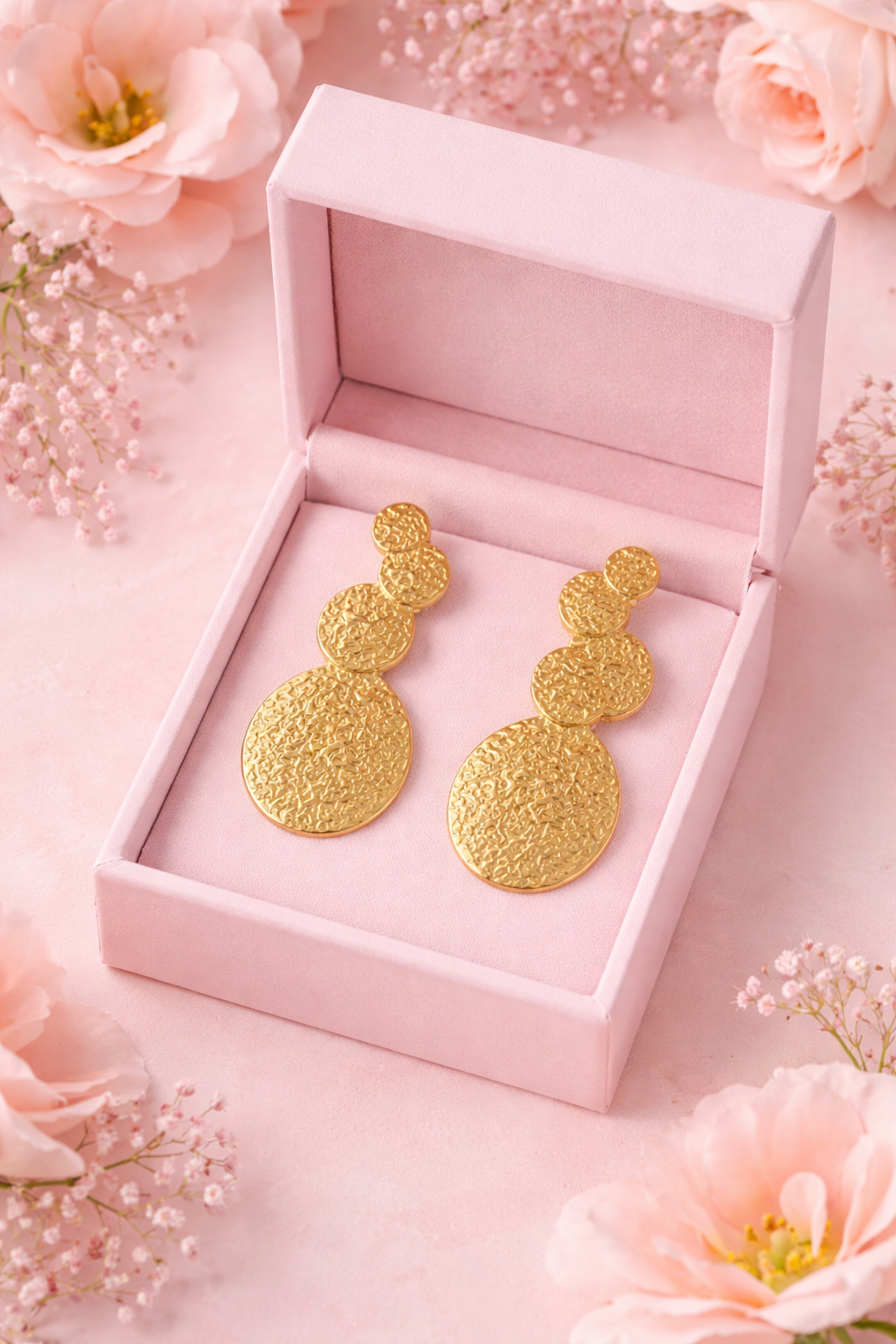 Textured Gold Drop Earrings