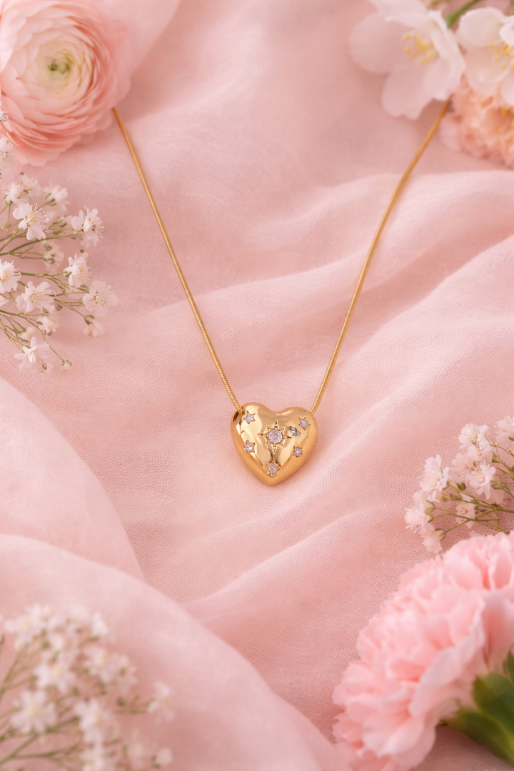 Golden Heart Pendant With Chain