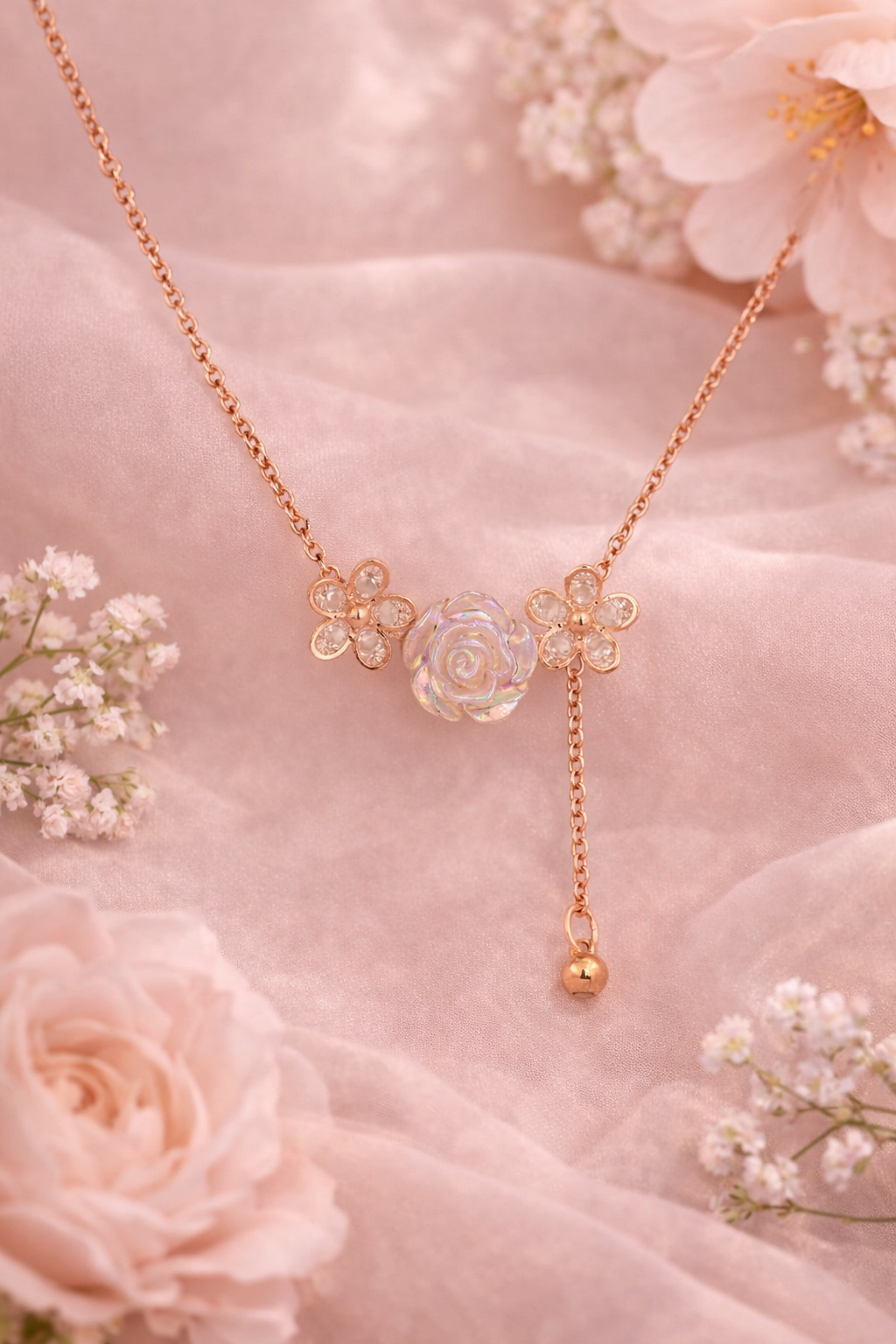 Rosé Pendant With Chain