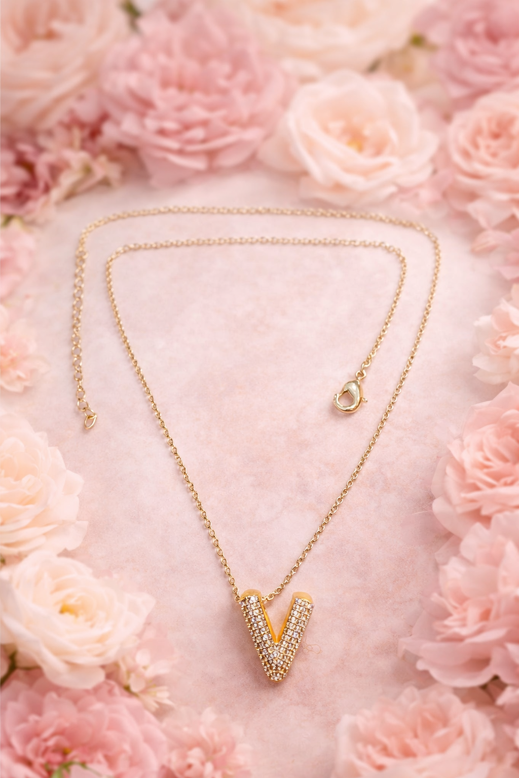 Initial Spark Necklace - Letter V