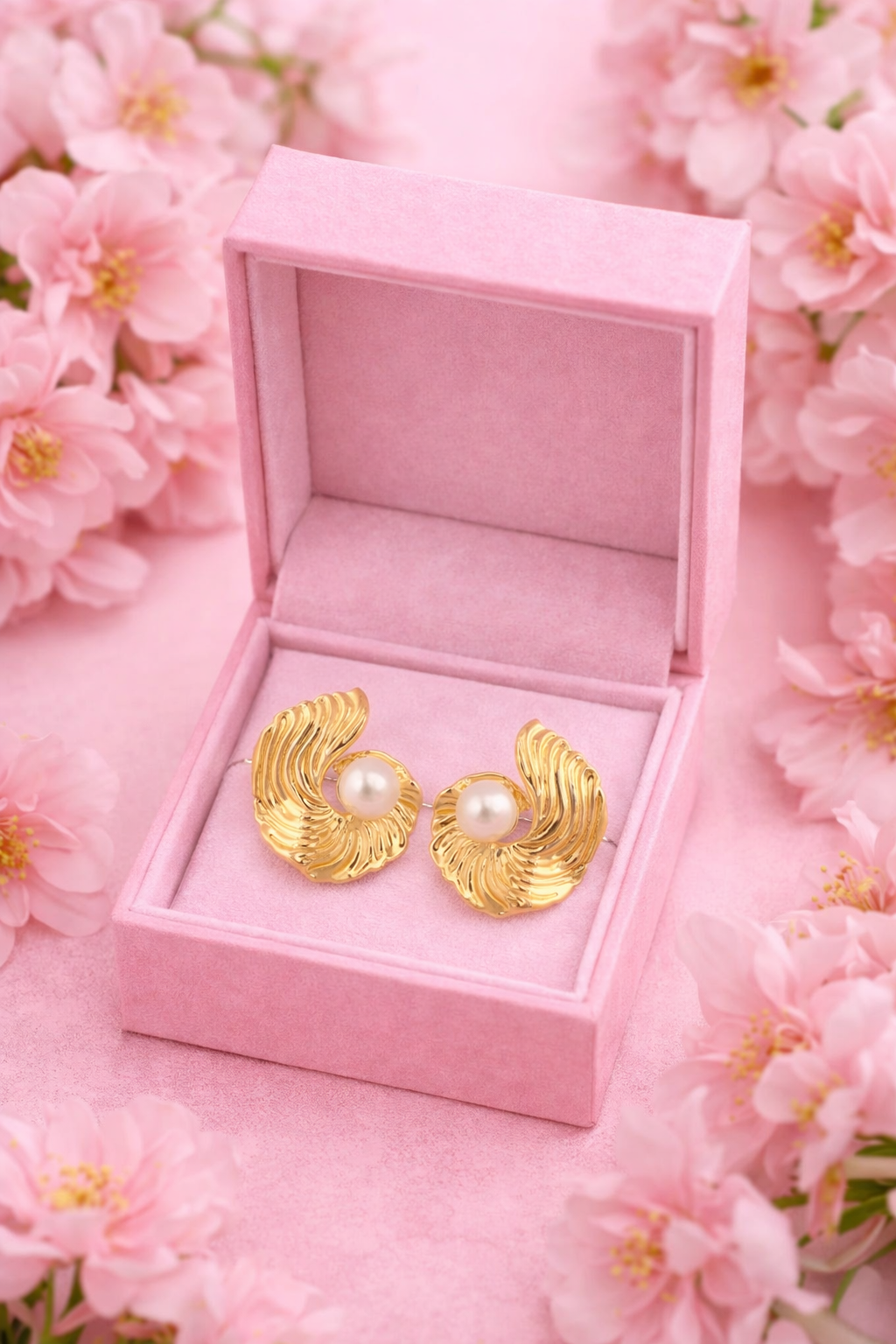 Golden Bloom Pearl Studs