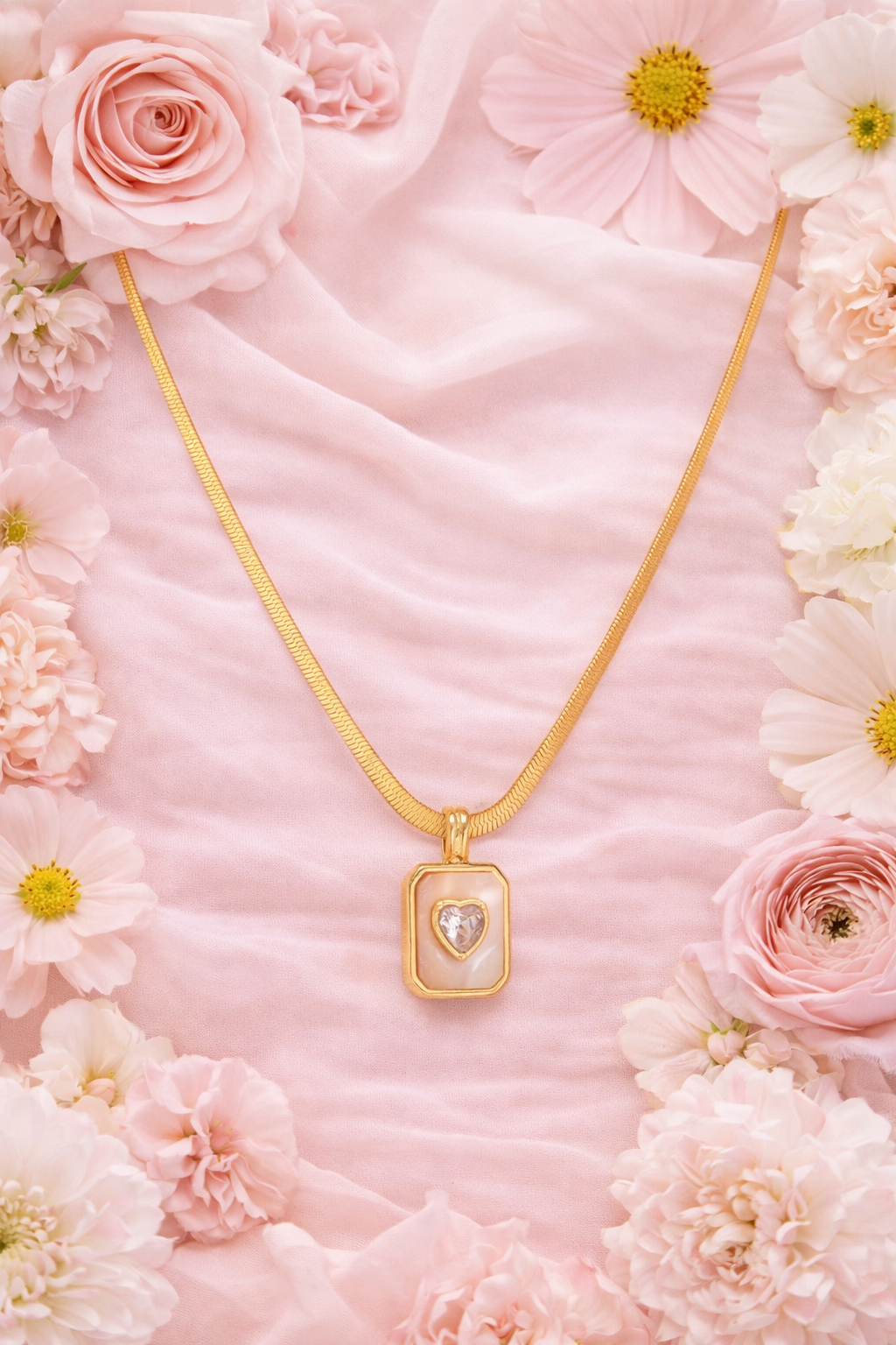 Petal Pendant with Flat Chain