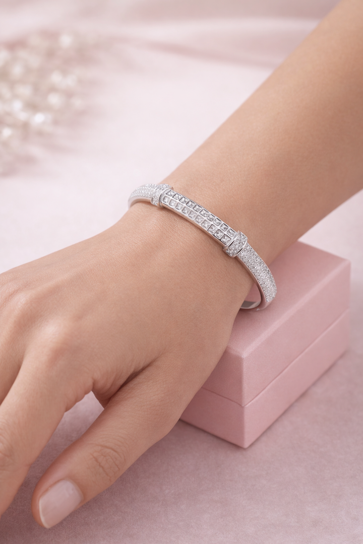Aurora Silver Crystal Bangle Bracelet