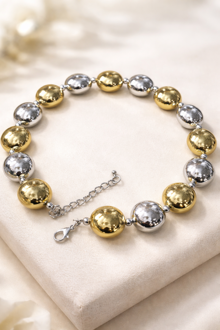 Radiant Dual-Tone Bead Necklace