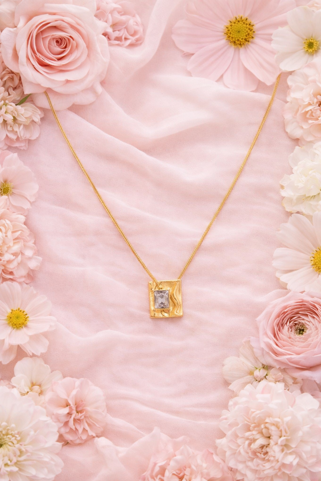 Golden Bloom Pendant with Snake Chain