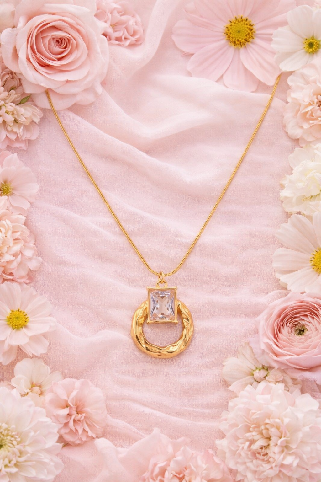 Crystal Crest Pendant with Snake Chain