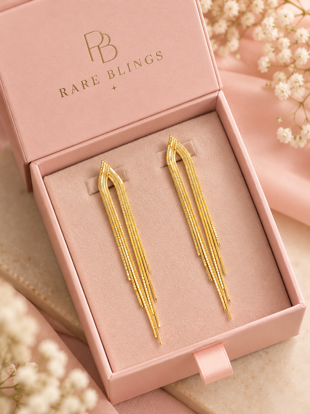 Golden Cascade Statement Earrings