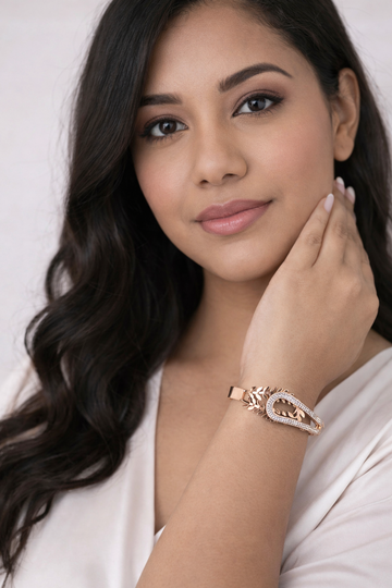 Crystal Leaf Bangle Bracelet