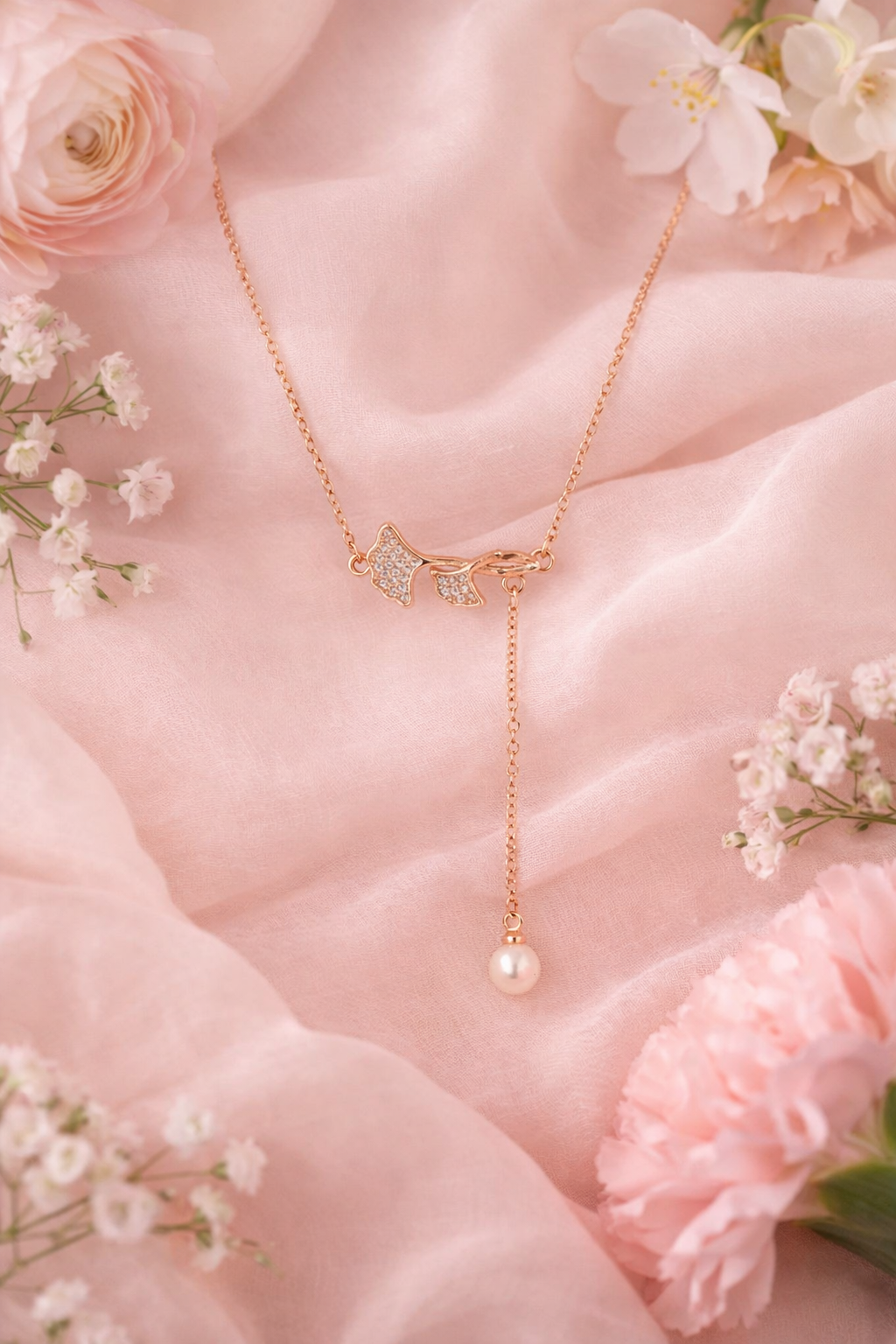 Petal Kiss Pendant With Chain