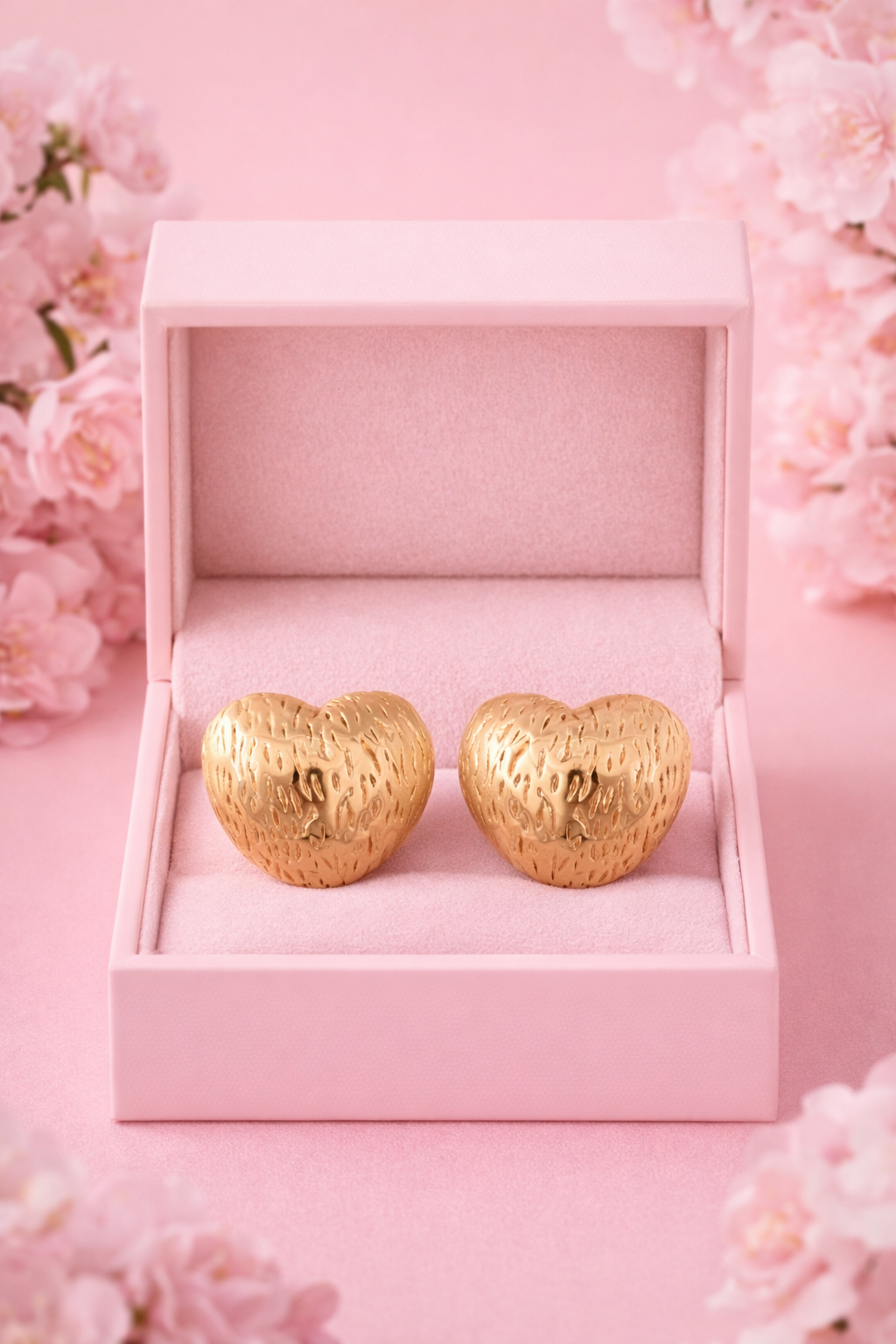 textured Heart Studs