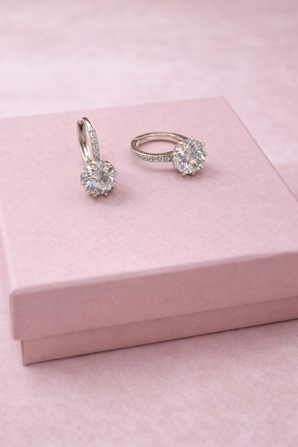 Silver Solitaire Drop Earrings