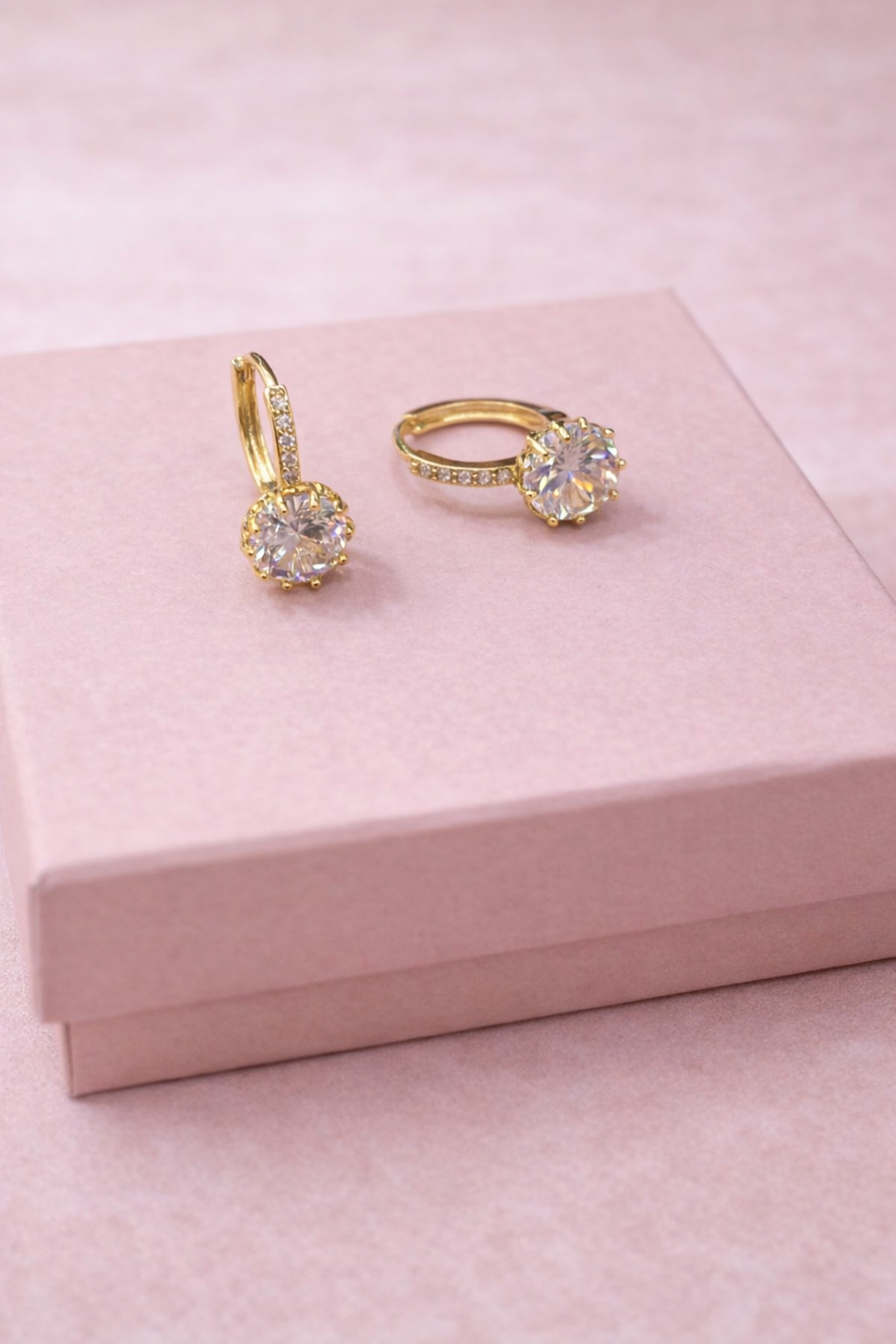 Golden Solitaire Drop Earrings