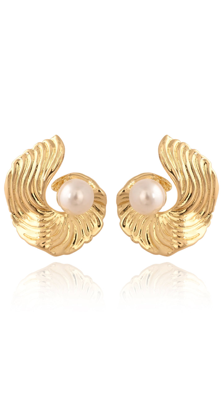 Golden Bloom Pearl Studs
