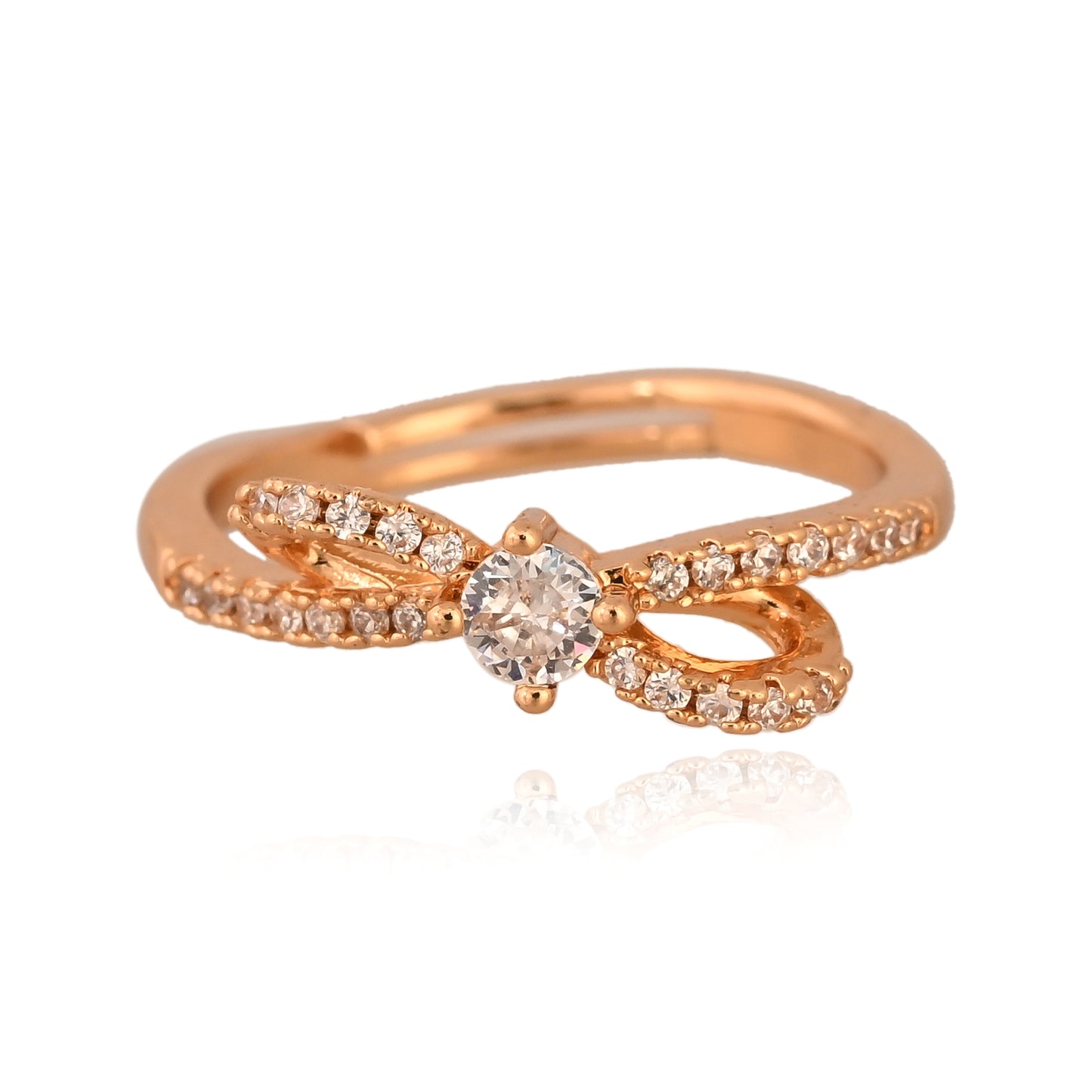 Luxe Charm Solitaire Bow Ring