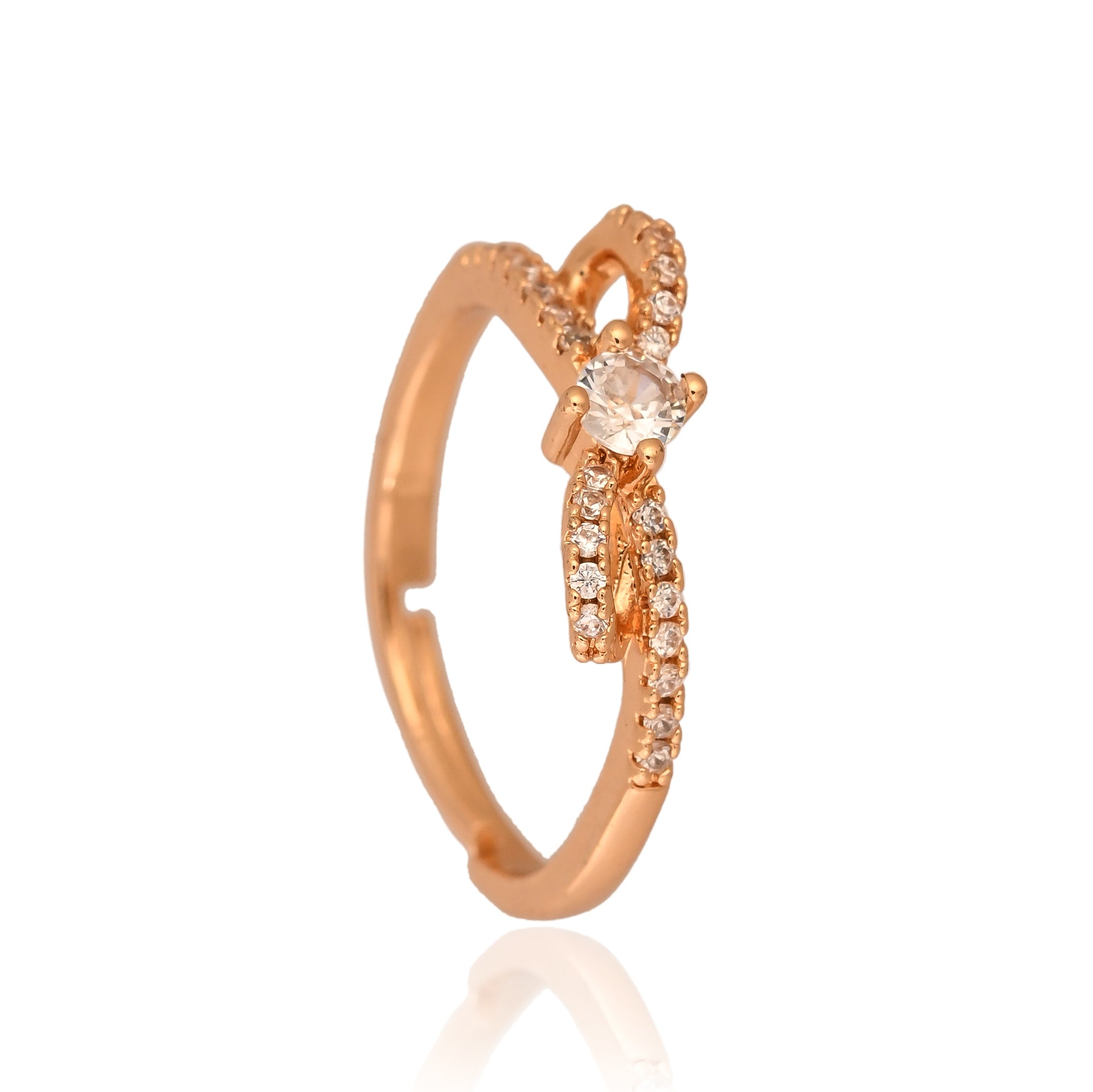 Luxe Charm Solitaire Bow Ring