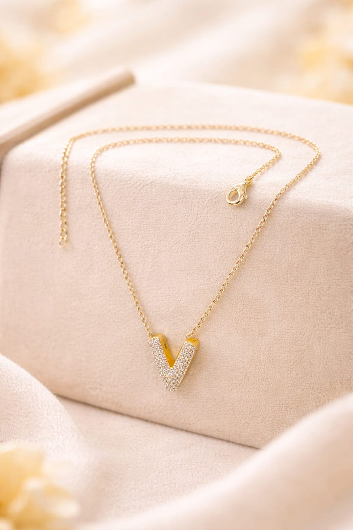 Initial Spark Necklace - Letter V