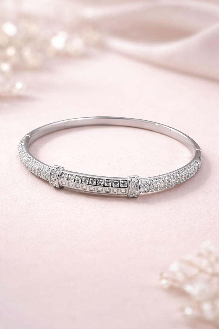 Aurora Silver Crystal Bangle Bracelet