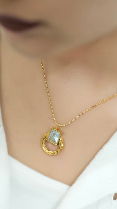 Crystal Crest Pendant with Snake Chain