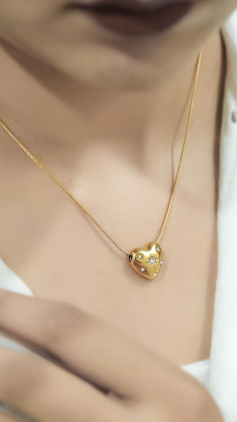 Golden Heart Pendant With Chain