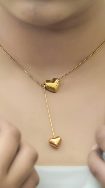 Puffy Heart Pendant with Snake Chain
