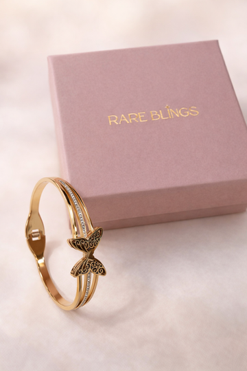 Rose Gold Butterfly Bangle Bracelet
