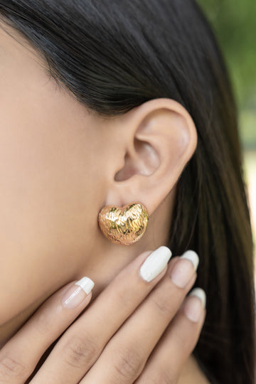 textured Heart Studs