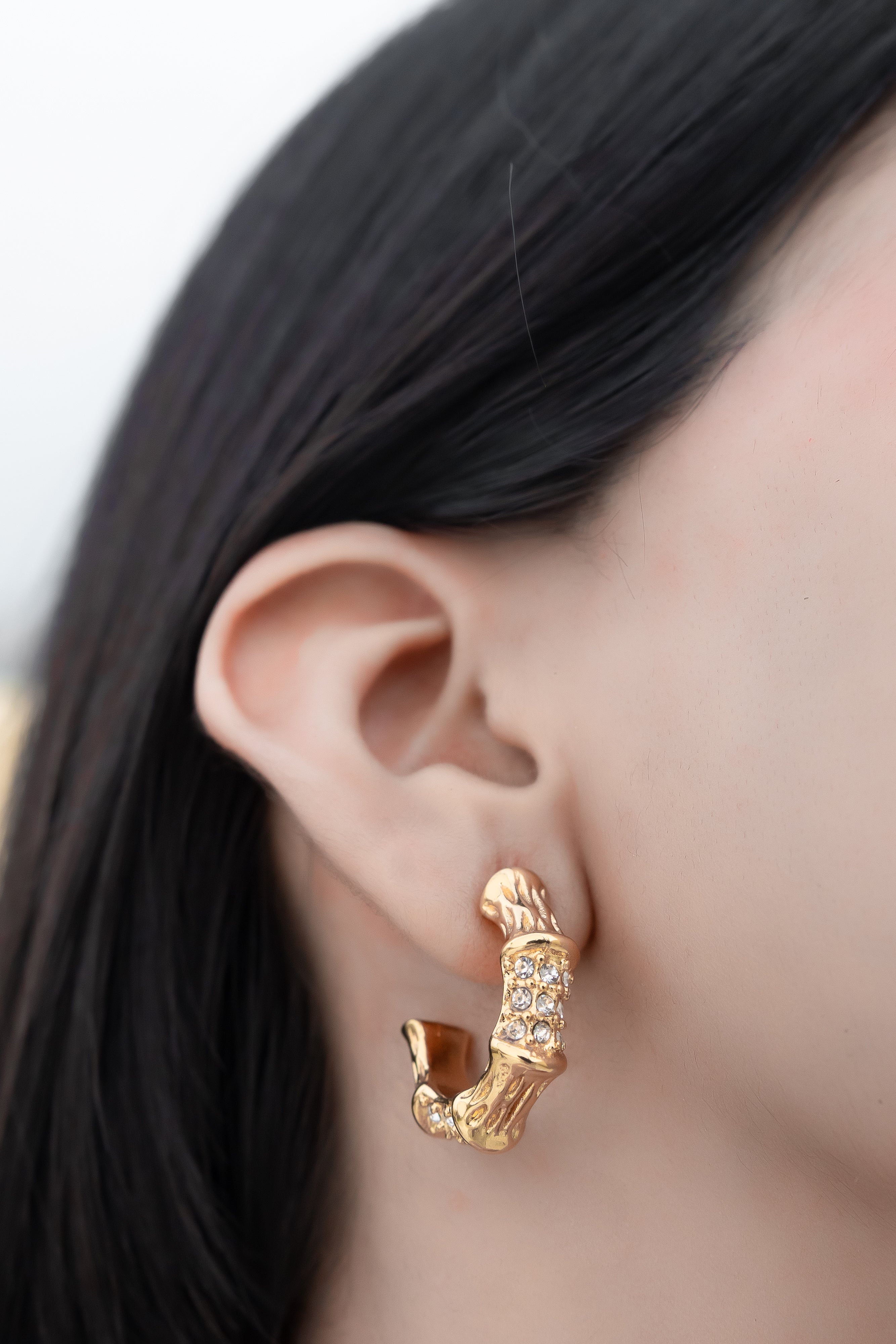 Crystalline Coral Hoop Earrings