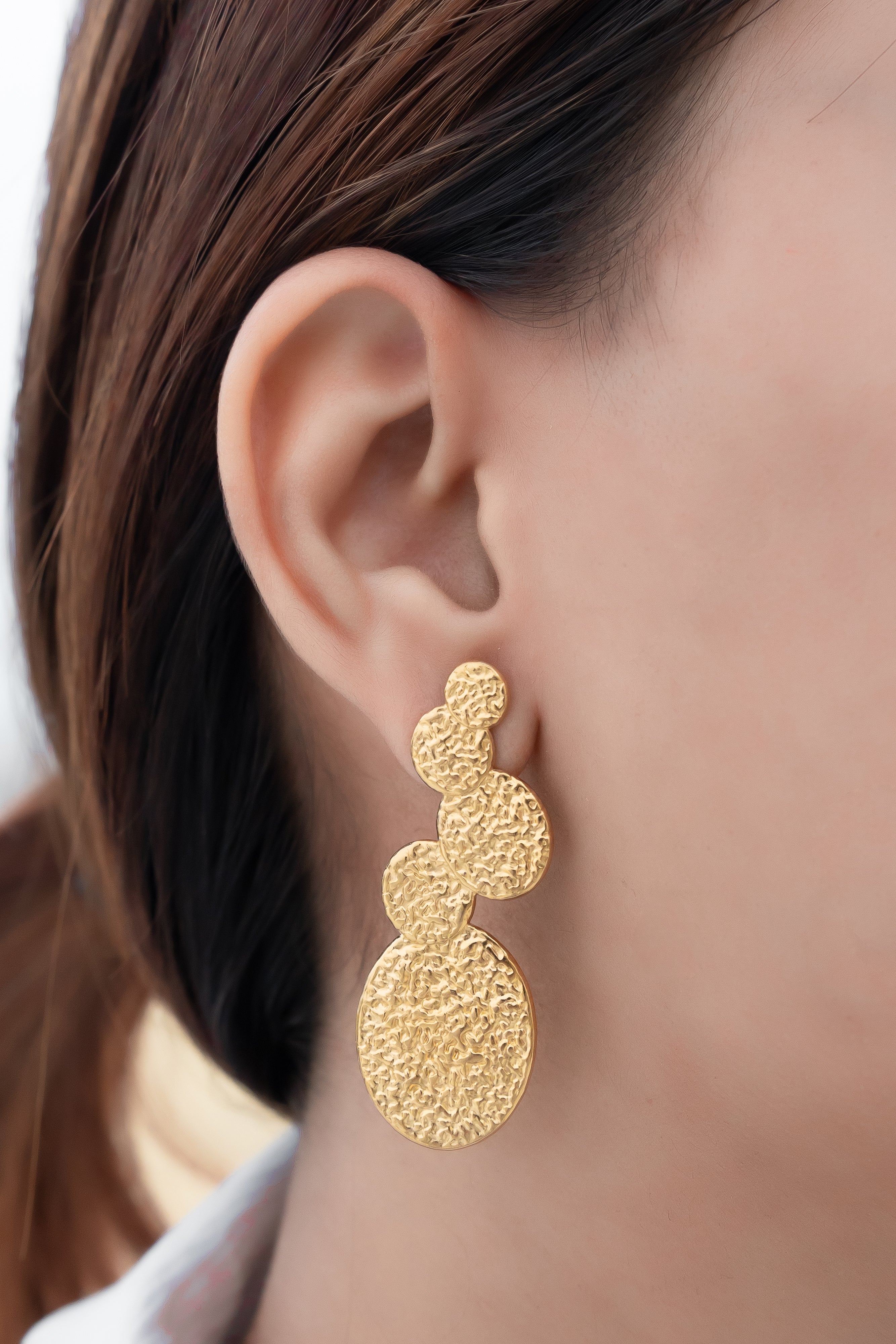 Textured Gold Drop Earrings