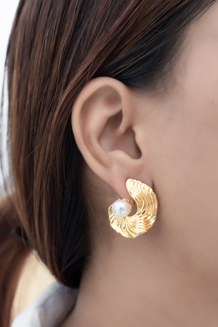 Golden Bloom Pearl Studs