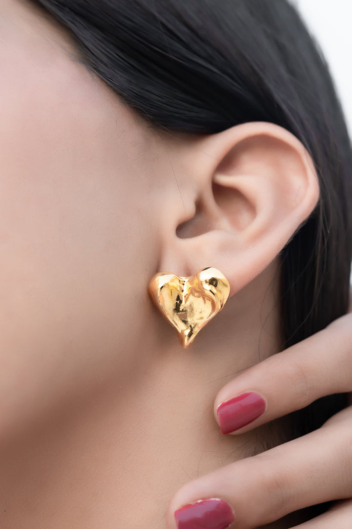 Molten Heart Stud Earrings
