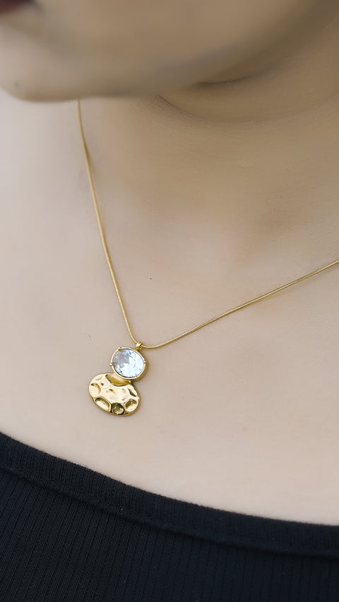 Moonlight Pebble Pendant with Snake Chain