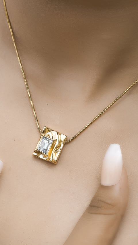 Golden Bloom Pendant with Snake Chain