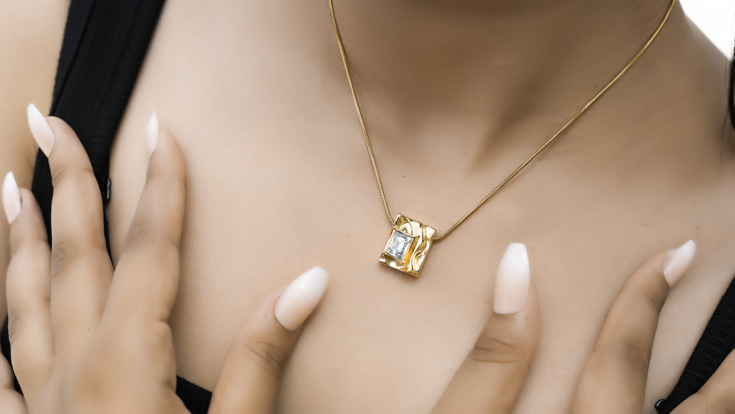 Golden Bloom Pendant with Snake Chain