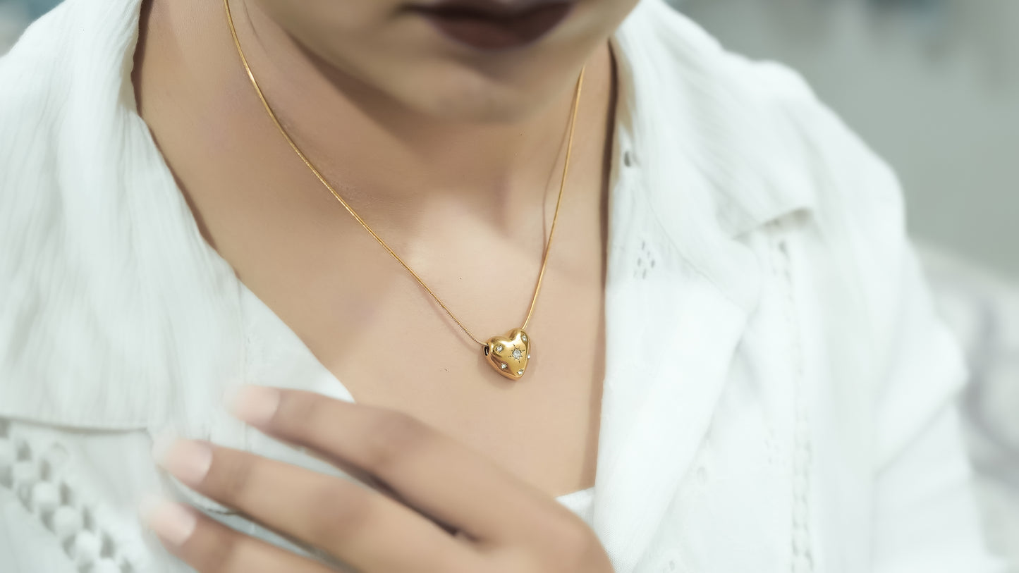 Golden Heart Pendant With Chain