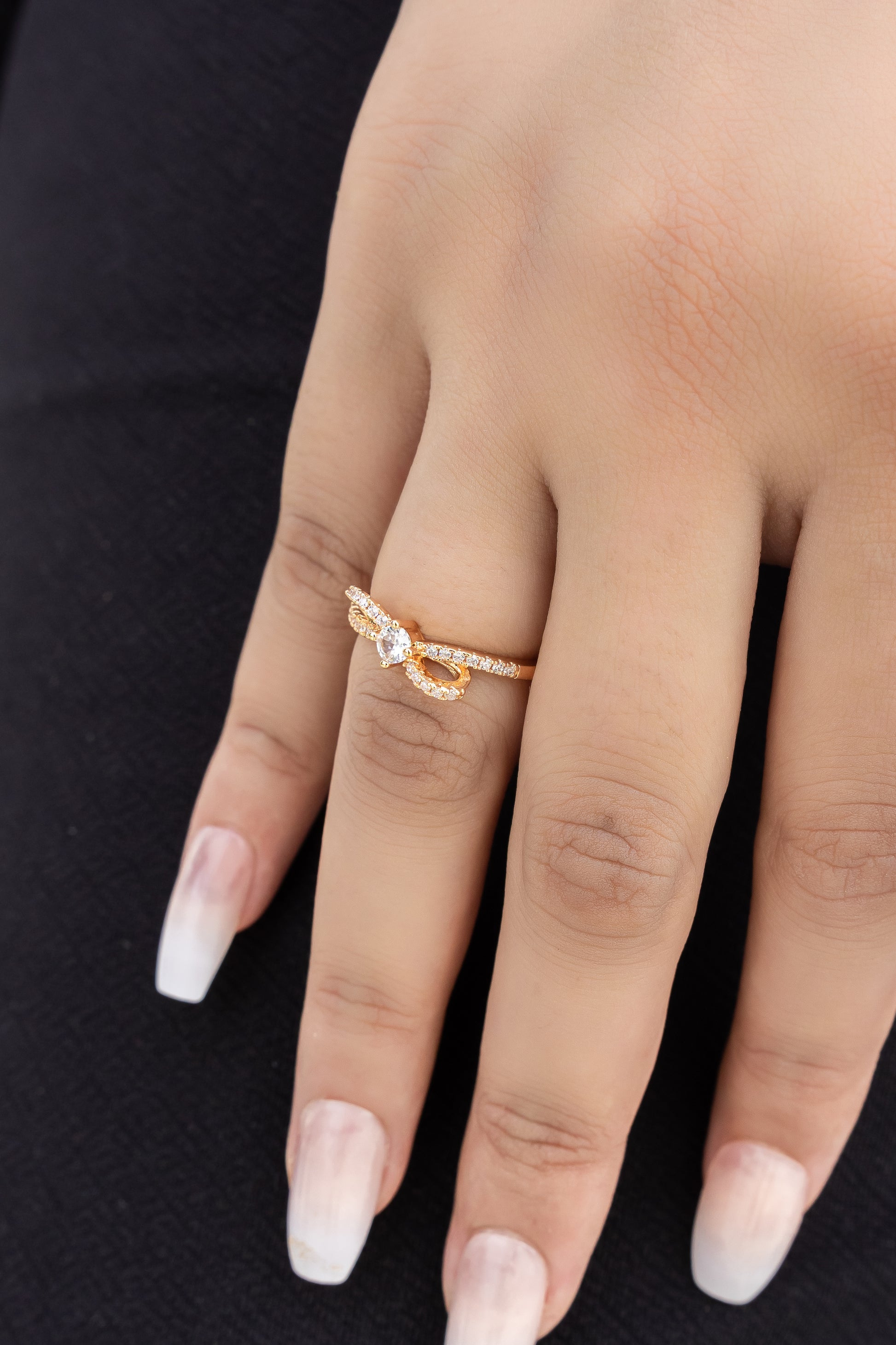 Luxe Charm Solitaire Bow Ring