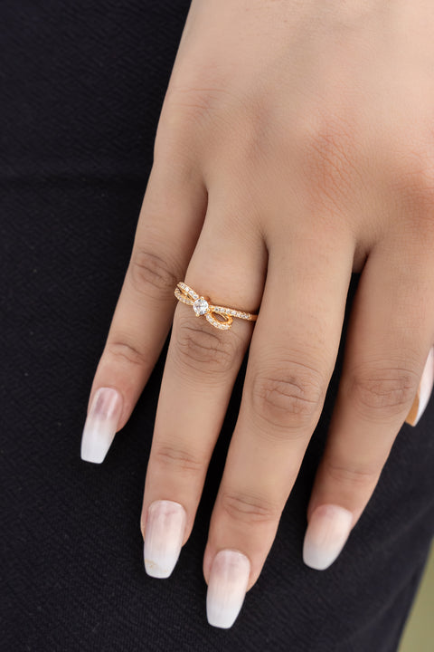 Luxe Charm Solitaire Bow Ring