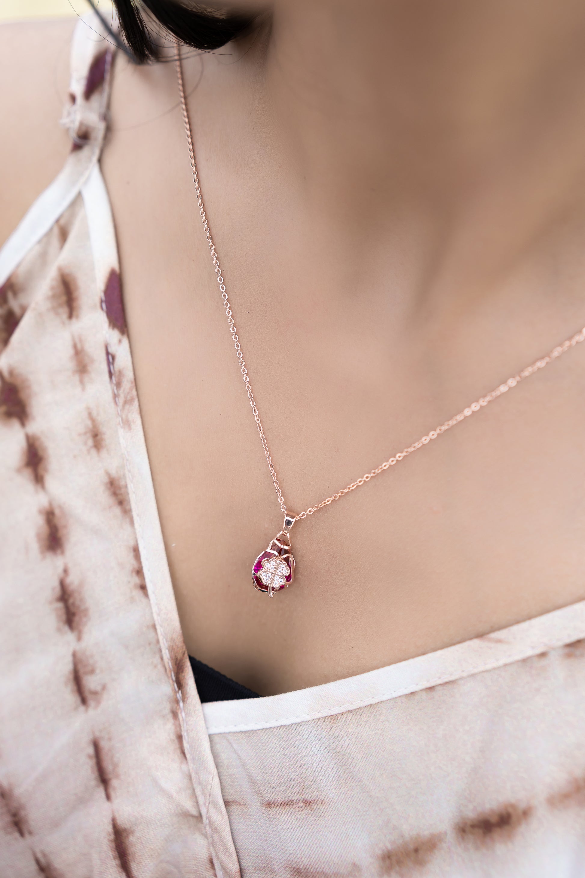 Twilight Bloom Pendant With Chain