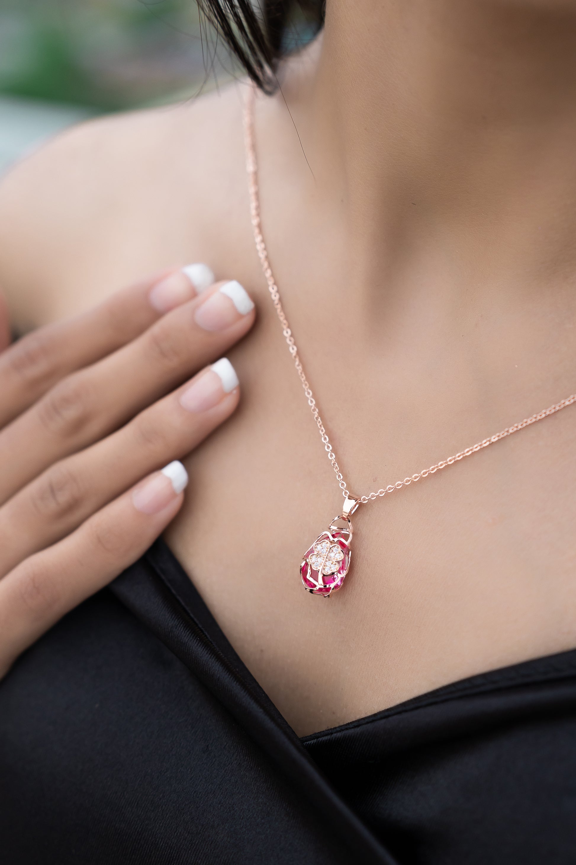 Twilight Bloom Pendant With Chain