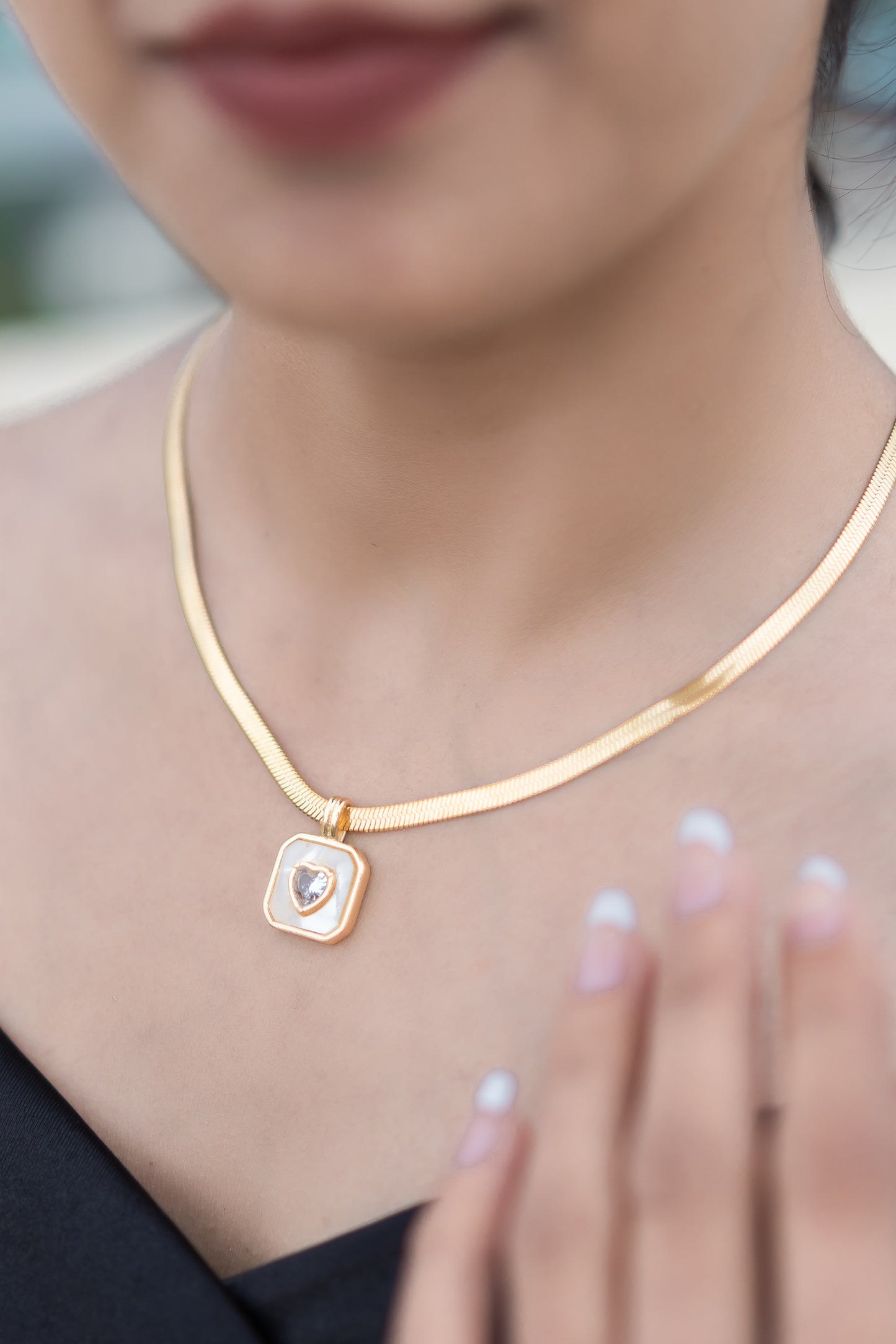 Petal Pendant with Flat Chain