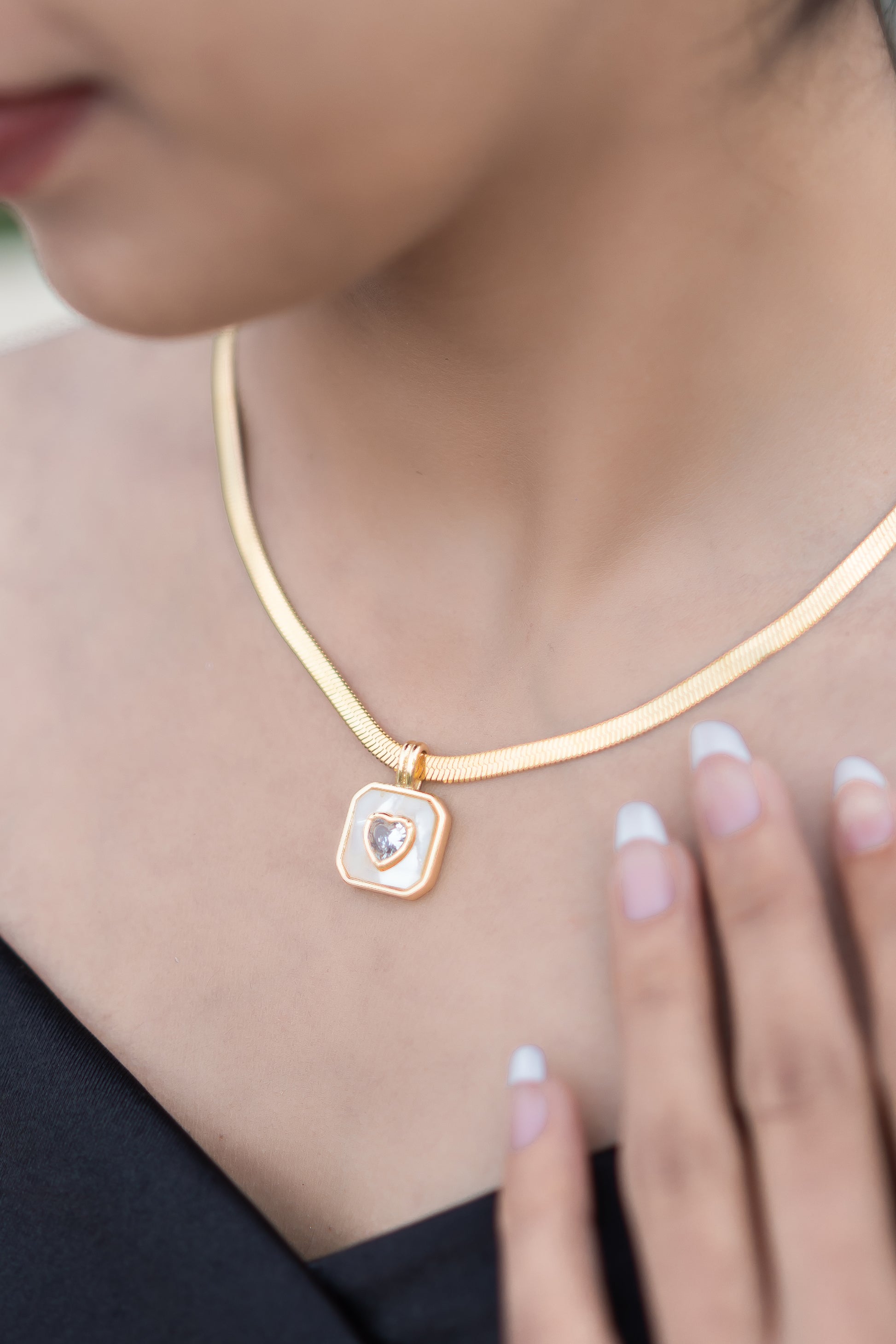 Petal Pendant with Flat Chain