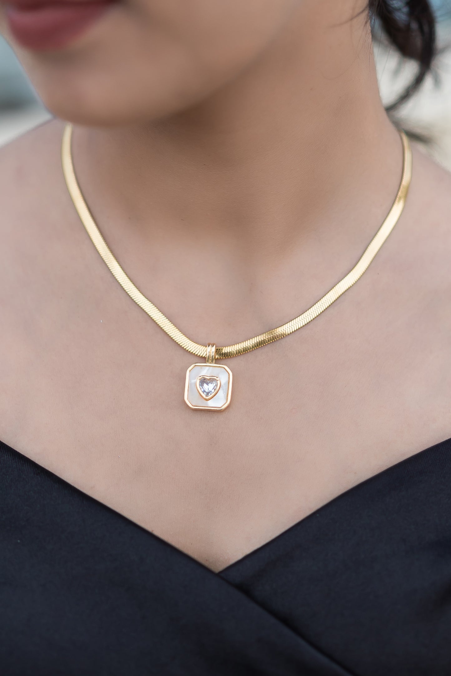 Petal Pendant with Flat Chain