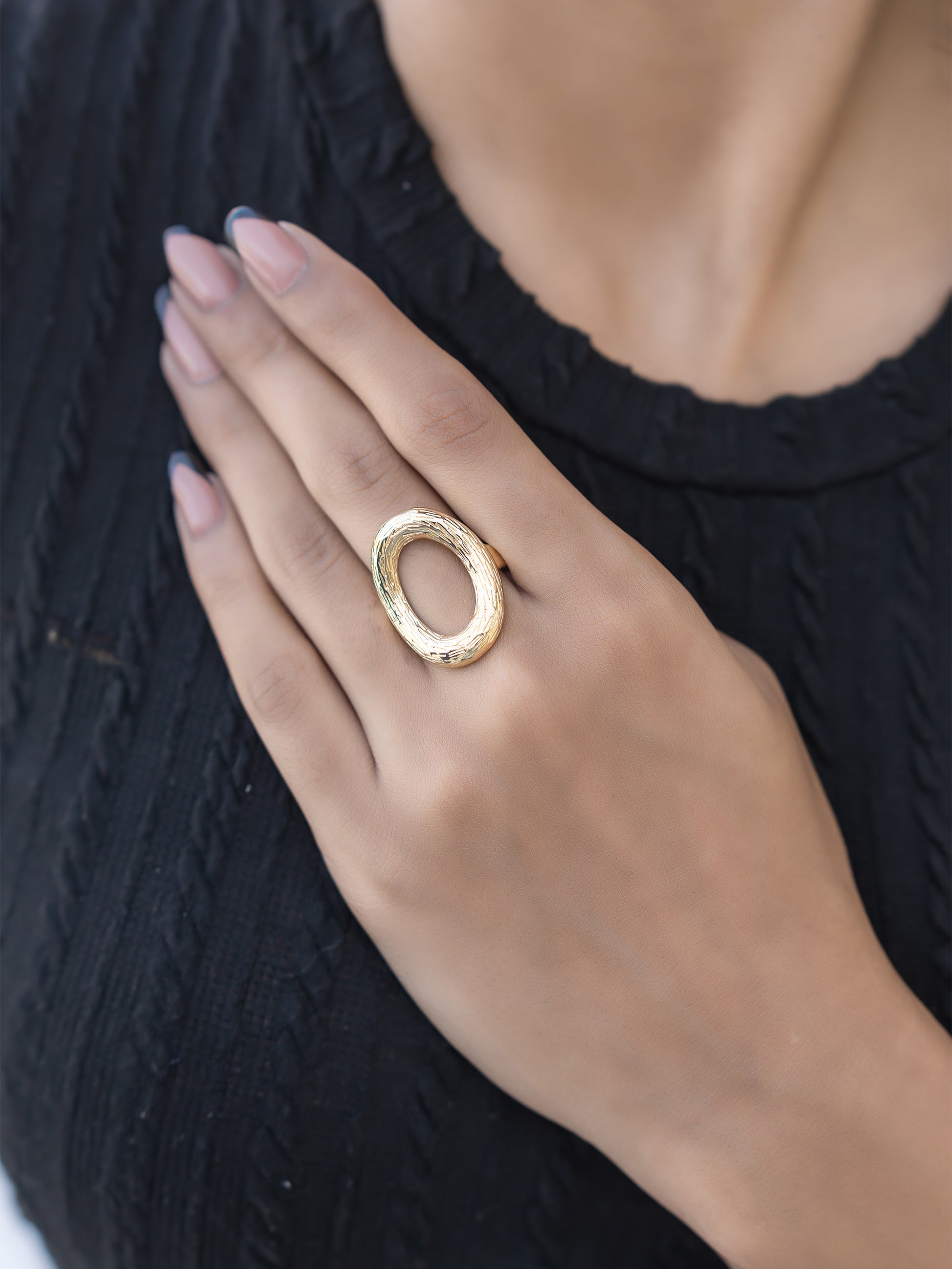 Textured Oval Ring