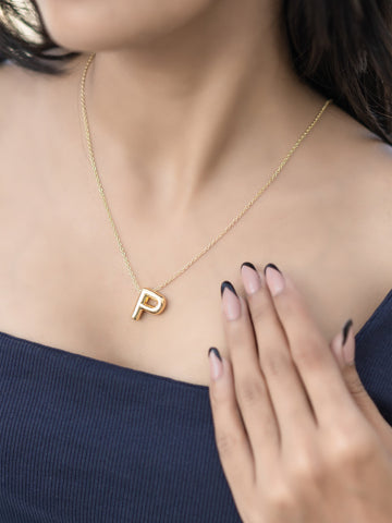 Bold Initial Necklace – Letter P