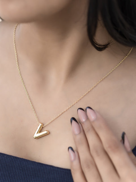 Bold Initial Necklace – Letter V
